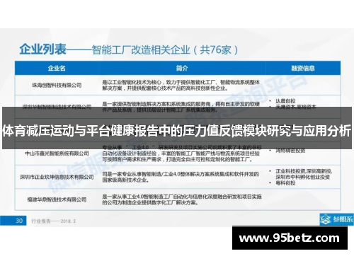 体育减压运动与平台健康报告中的压力值反馈模块研究与应用分析 体育减压运动与平台健康报告中的压力值反馈模块研究与应用分析